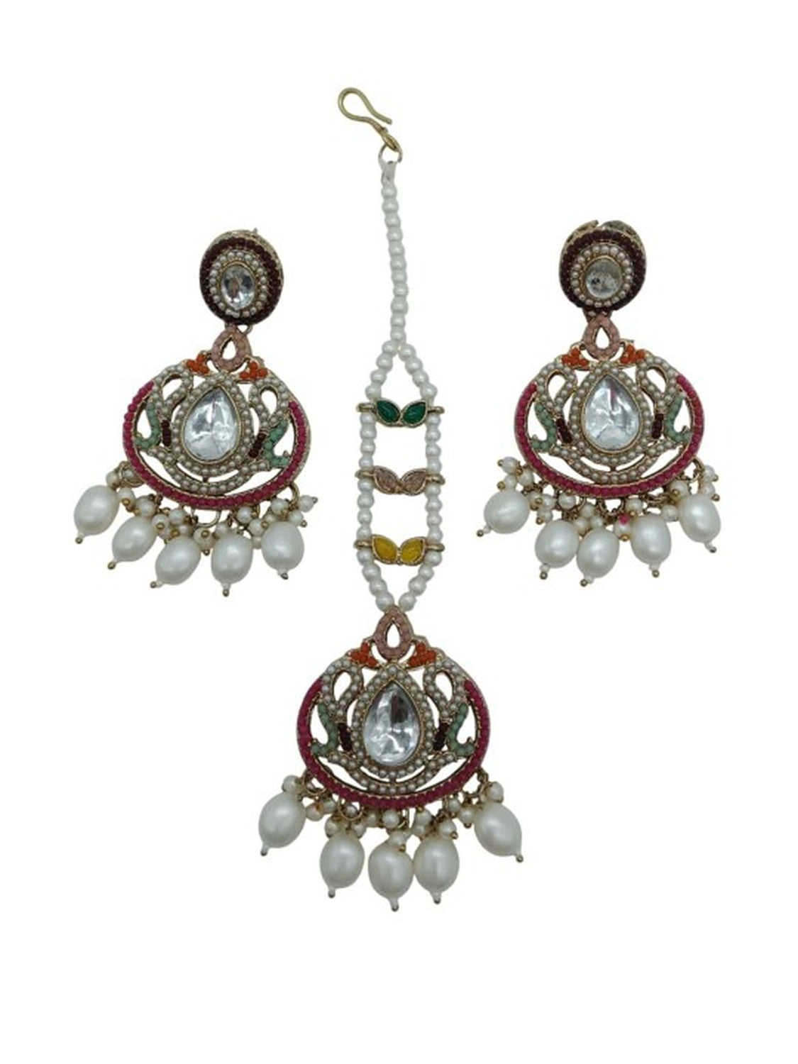 Jewel City Regal Pearl Kundan Choker Jewelry Set with Maang Tikka - Traditional Indian Wedding & Festival Collection | Swadesiicart