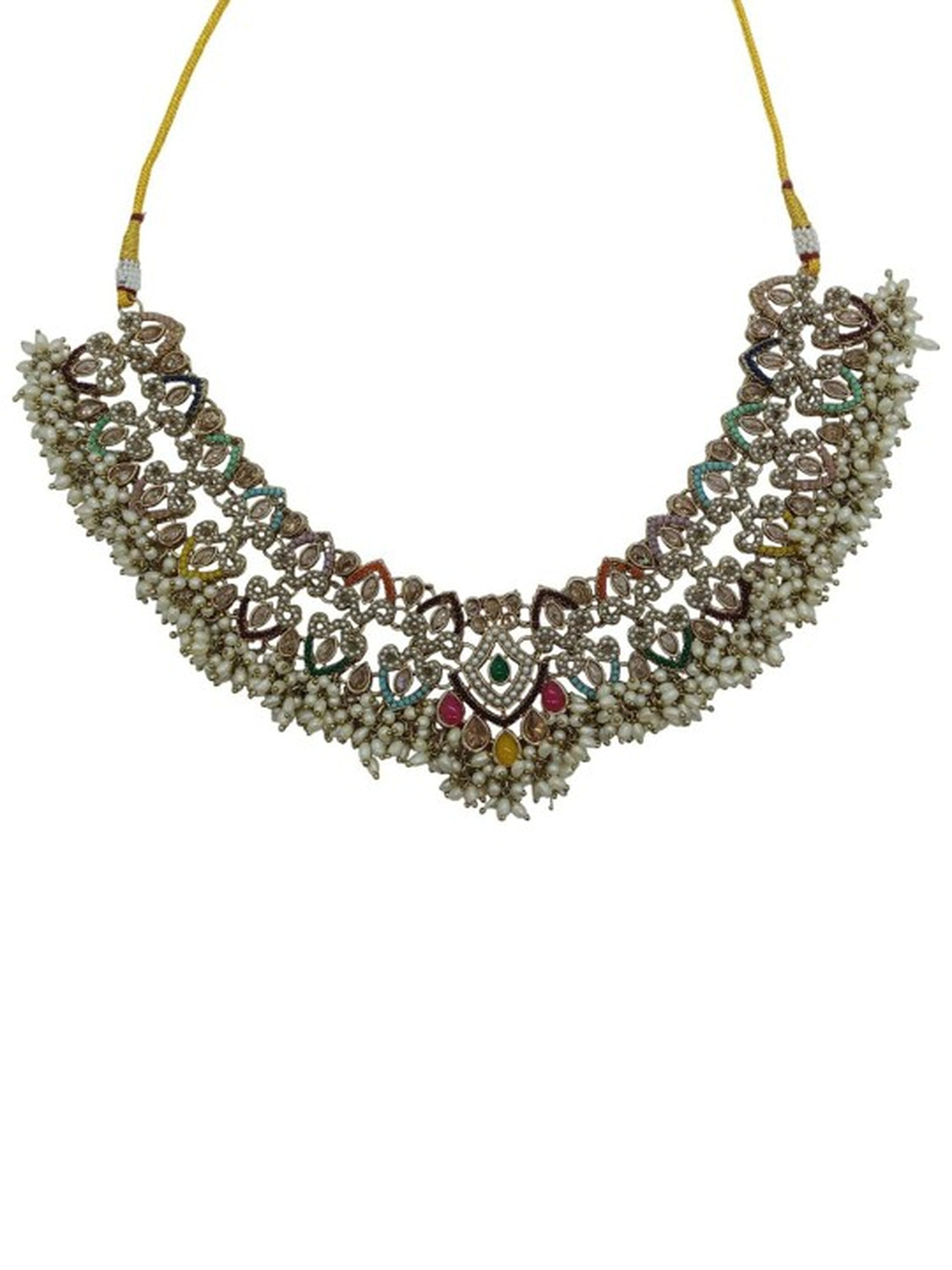 Jewel City Exquisite Multi Color Kundan Pearl Choker Necklace Set - Traditional Indian Wedding Jewelry Collection | Swadesiicart