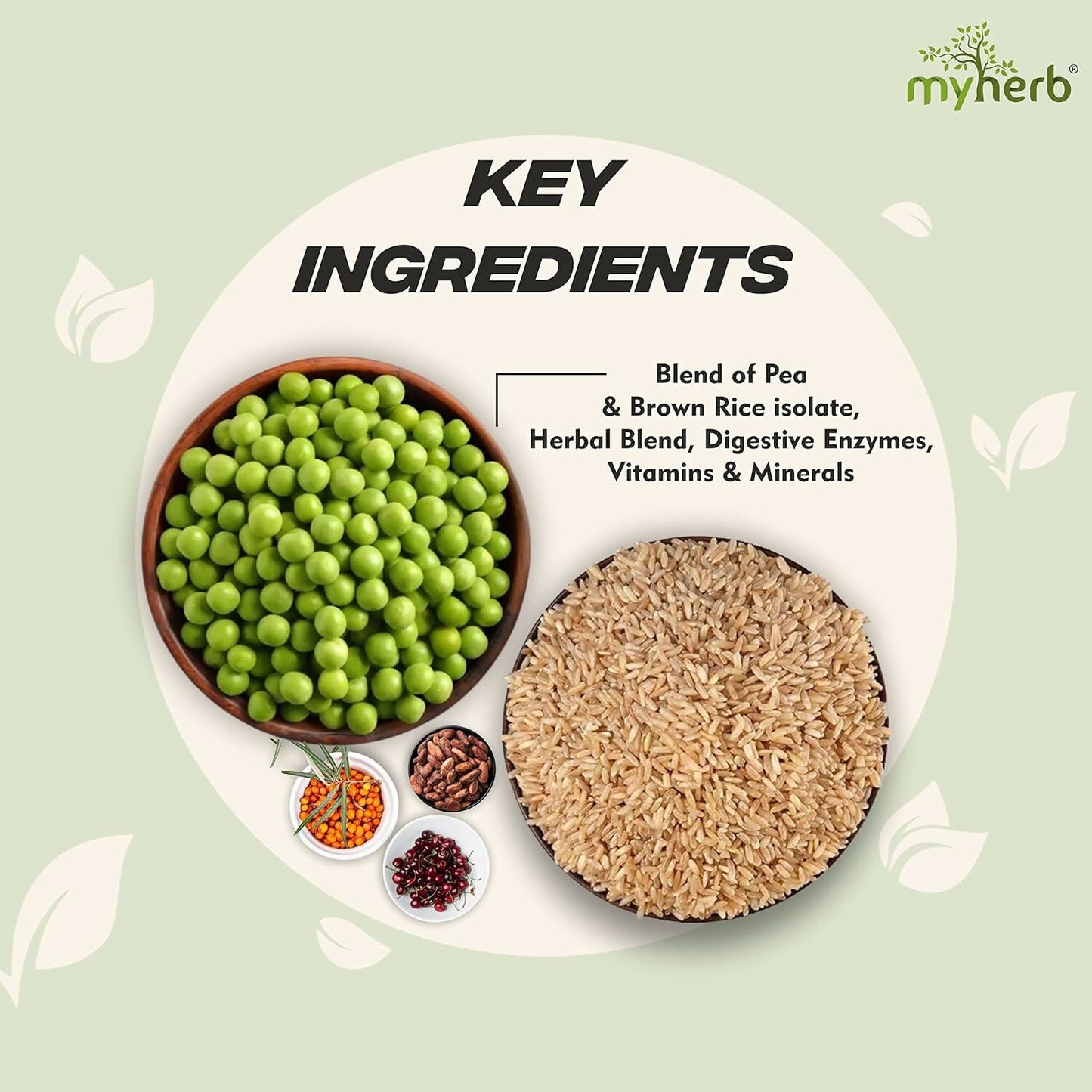 Myherb Plant Protein Powder, Pea And Brown Rice Protein Powder - Chocolate Flavour - Swadesiicart