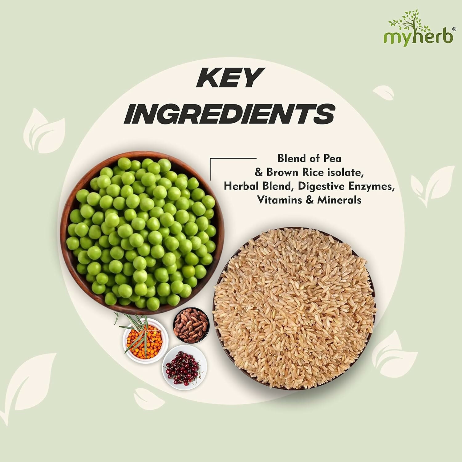 Myherb Plant Protein Powder, Pea And Brown Rice Protein Powder - Chocolate Flavour - Swadesiicart