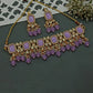 Jewel City Lavender Kundan Choker Necklace Set | Royal Purple Stone Gold-Plated Jewelry | Swadesiicart