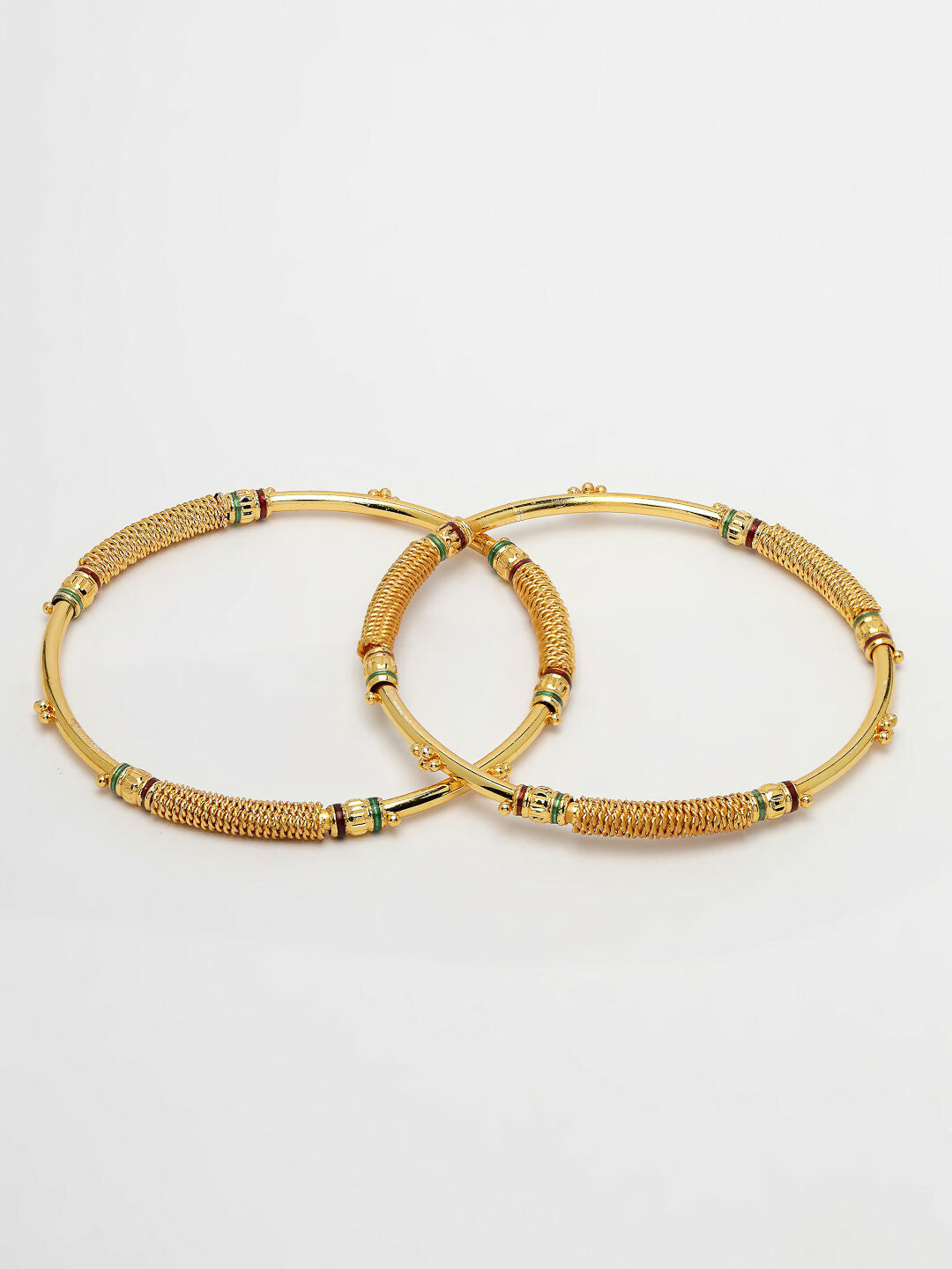 NVR Women's Set of 2 Gold-Polished Handcrafted Traditional Bangles - Swadesiicart