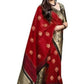 DEIANA'S Beautiful Designer Golden zari Soft Lichi Silk Saree - Red - Swadesiicart