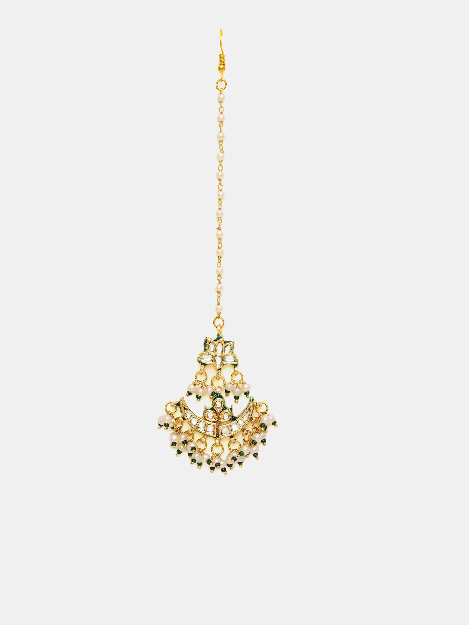 Ruby Raang Gold Polished Gold Kundan Maang Tikka | Swadesiicart
