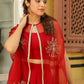 Janasya Maroon Georgette Solid Top Bottom Cape | Swadesiicart