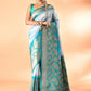 Joban Fashion Sky Blue & Rama Plain With Weaving Border Banarasi Silk Sarees | Swadesiicart