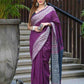 Beatitude Purple Cotton Jacqaurd Border Tangail Handloom Saree