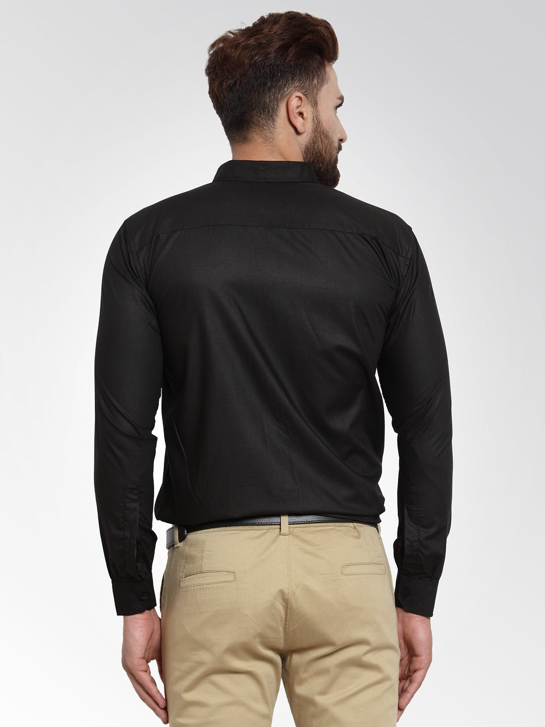 Jainish Men's Cotton Solid Black Formal Shirt's ( SF 361Black ) | Swadesiicart