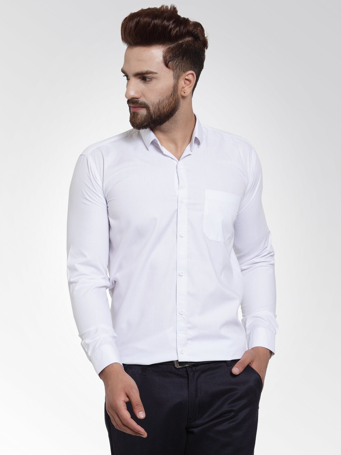 Jainish Men's Cotton Solid White Formal Shirt's ( SF 361White ) | Swadesiicart