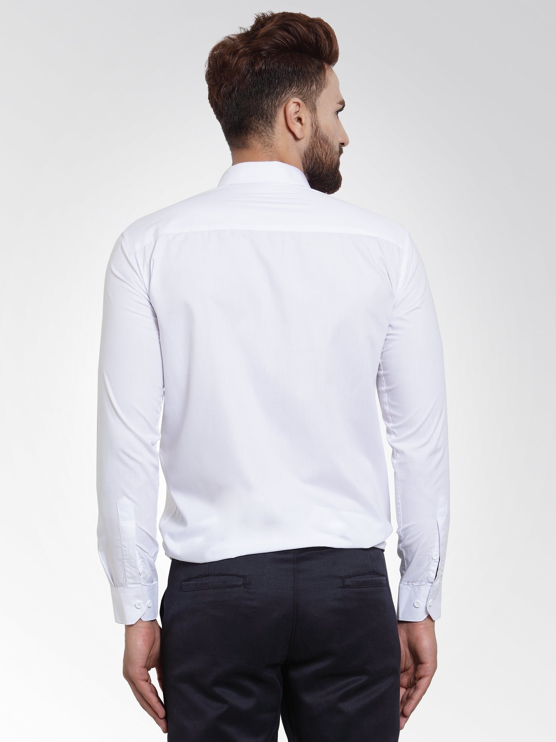 Jainish Men's Cotton Solid White Formal Shirt's ( SF 361White ) | Swadesiicart