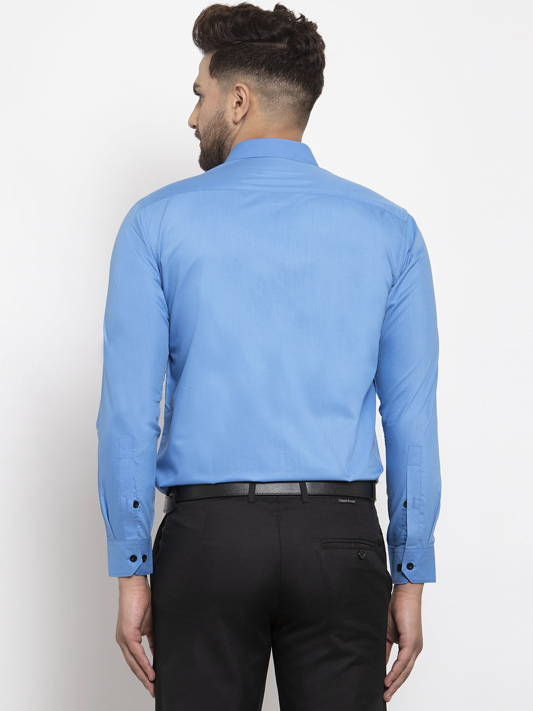 Jainish Light Blue Formal Shirt with black detailing ( SF 411Light-Blue ) | Swadesiicart