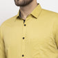 Jainish Lime Yellow Formal Shirt with black detailing | Swadesiicart