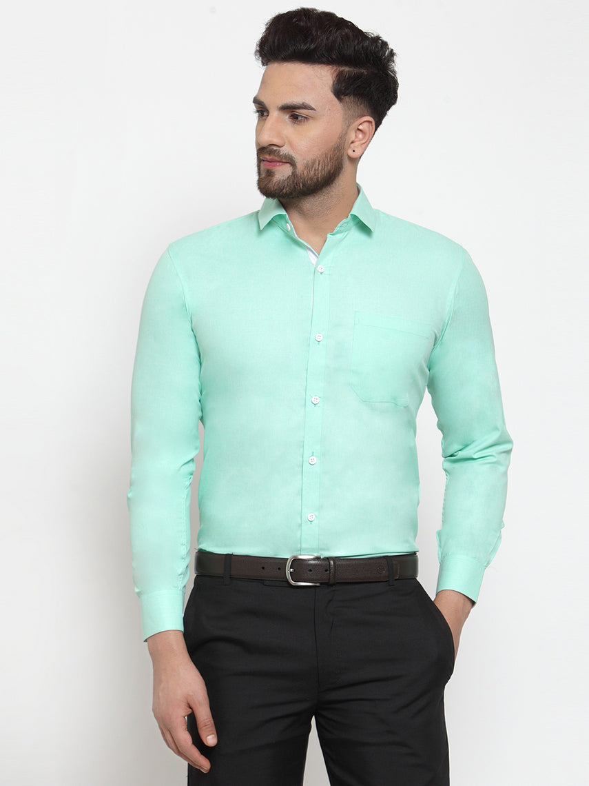 Jainish Green Formal Shirt with white detailing ( SF 419Green ) | Swadesiicart