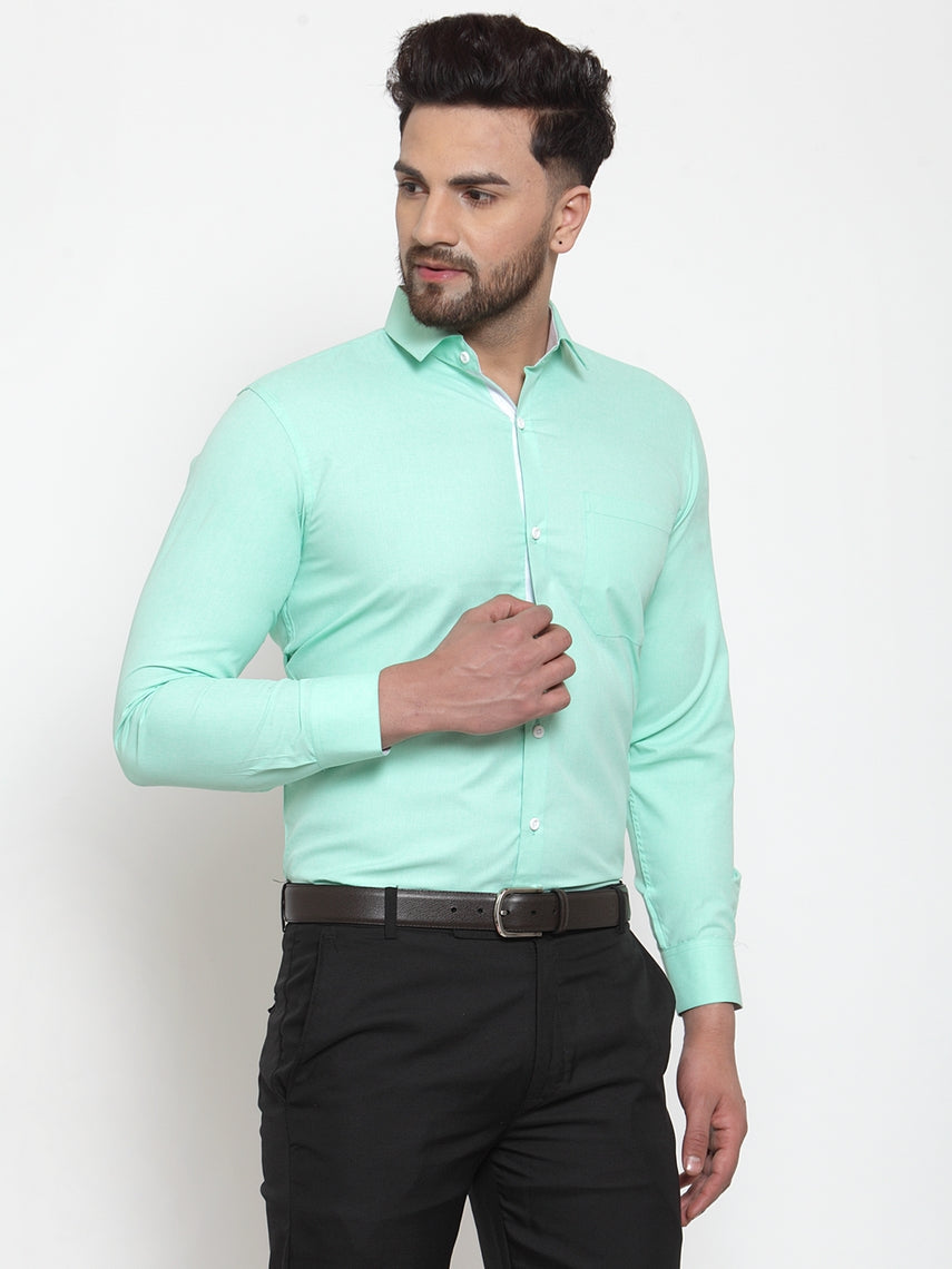 Jainish Green Formal Shirt with white detailing ( SF 419Green ) | Swadesiicart