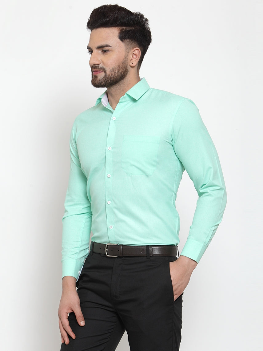 Jainish Green Formal Shirt with white detailing ( SF 419Green ) | Swadesiicart