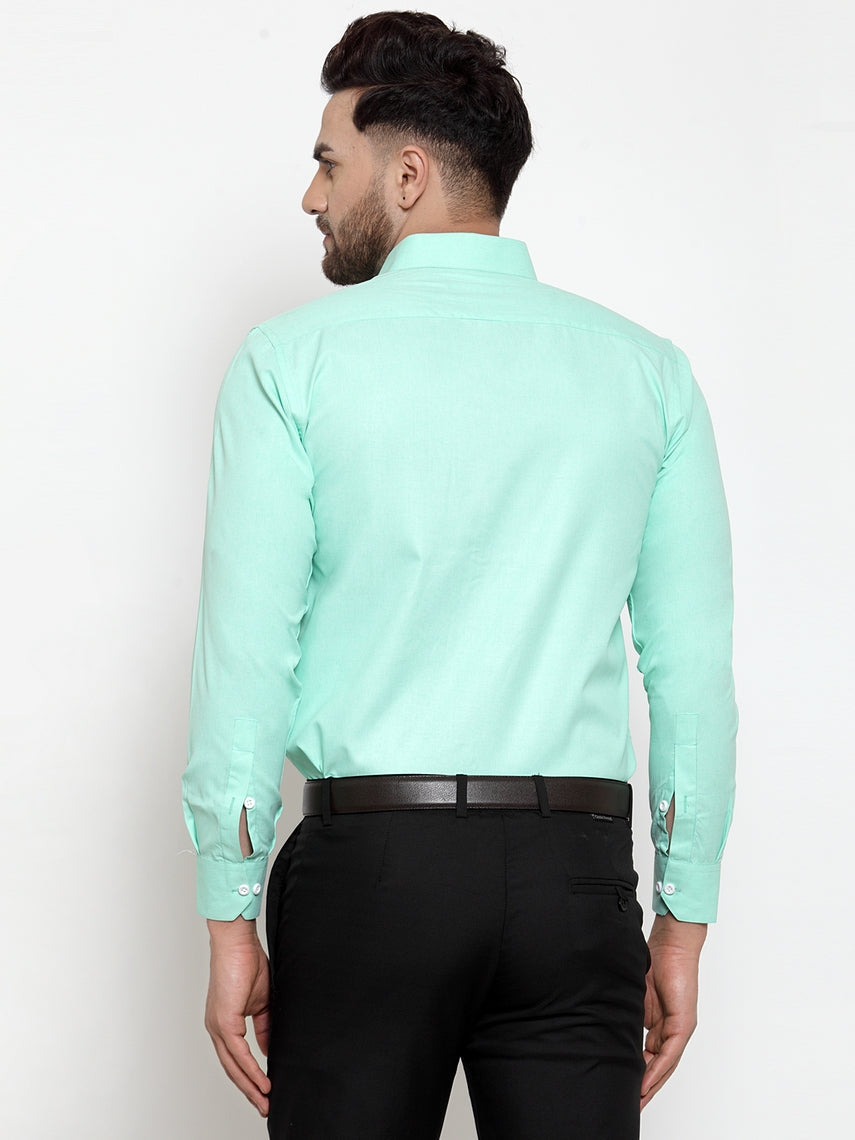 Jainish Green Formal Shirt with white detailing ( SF 419Green ) | Swadesiicart