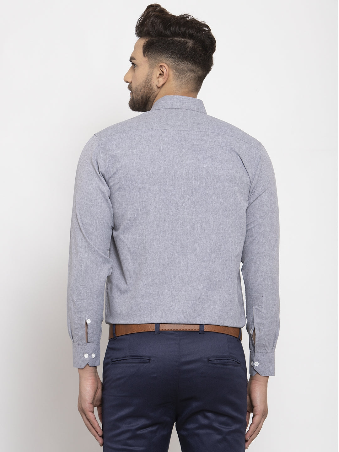 Jainish Grey Formal Shirt with white detailing ( SF 419Grey ) | Swadesiicart