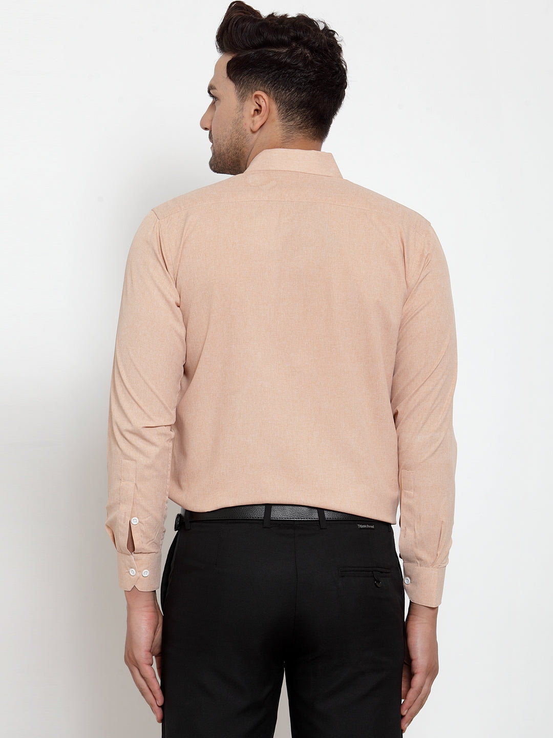 Jainish Light-Brown Formal Shirt with white detailing ( SF 419Light-Brown ) | Swadesiicart