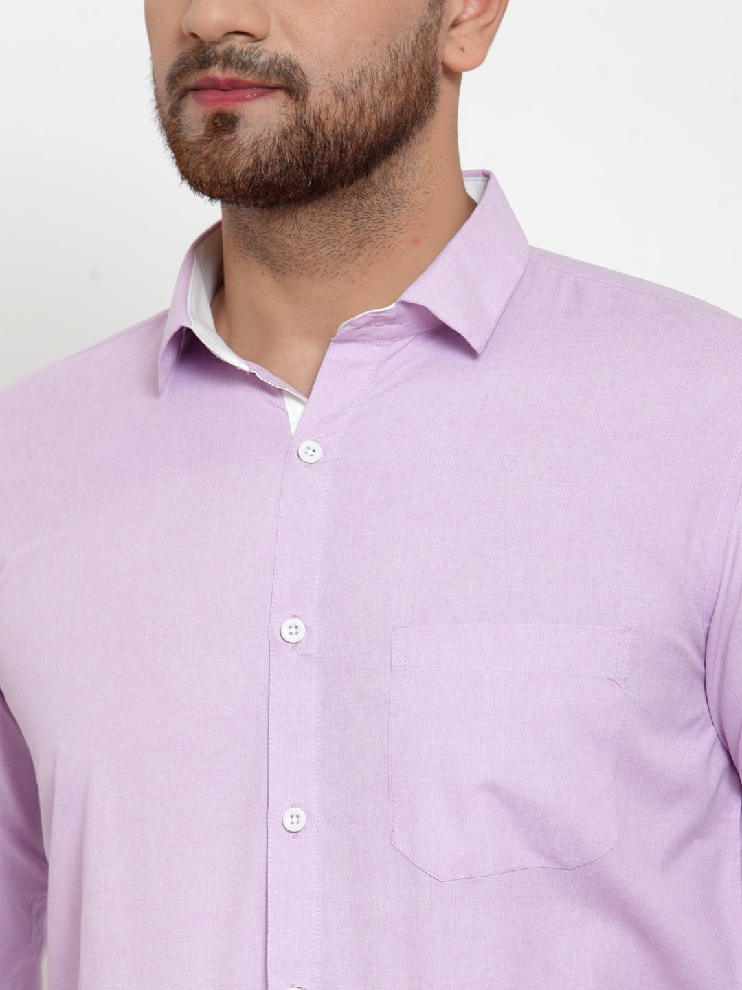 Jainish Light-Purple Formal Shirt with white detailing ( SF 419Light-Purple ) | Swadesiicart