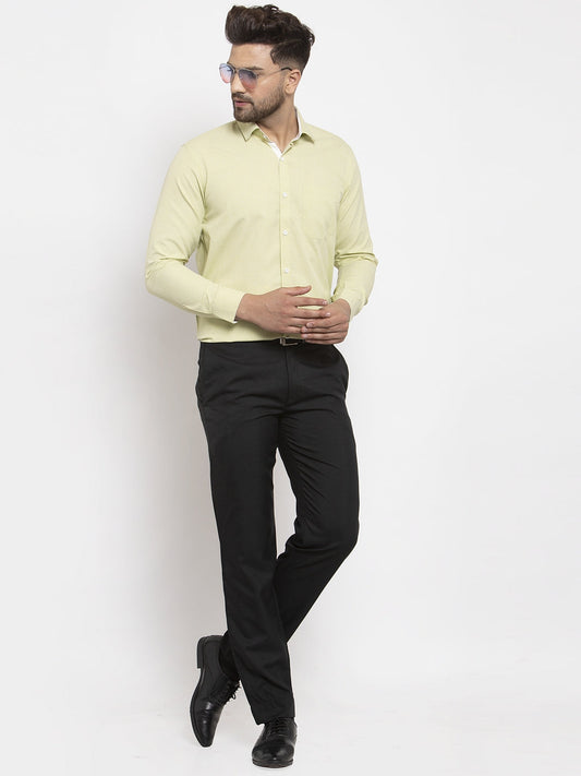 Jainish Lime Green Formal Shirt with white detailing ( SF 419Lime-Green ) | Swadesiicart