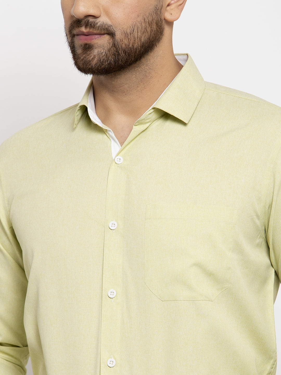Jainish Lime Green Formal Shirt with white detailing ( SF 419Lime-Green ) | Swadesiicart