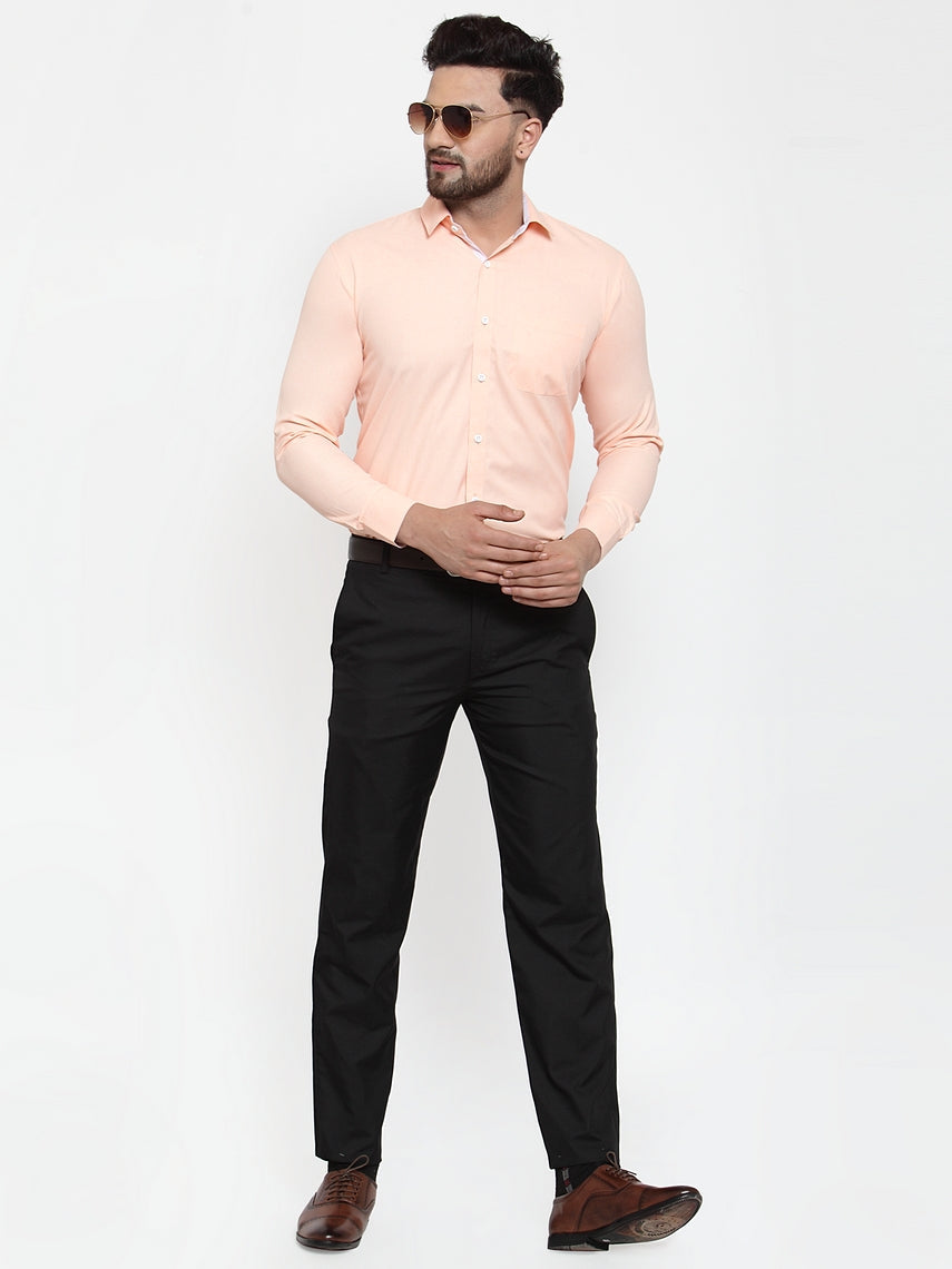 Jainish Orange Formal Shirt with white detailing ( SF 419Orange ) | Swadesiicart