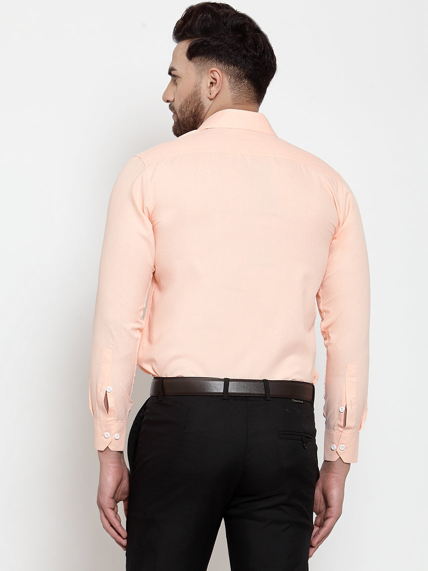 Jainish Orange Formal Shirt with white detailing ( SF 419Orange ) | Swadesiicart