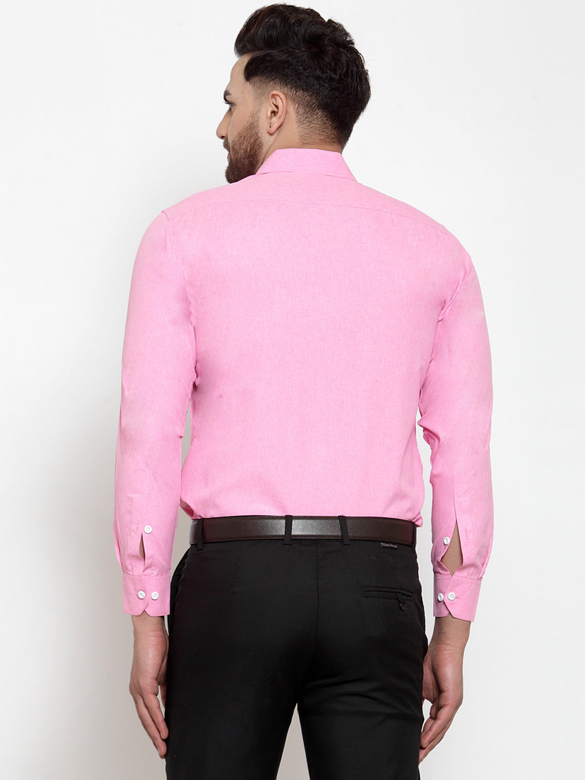 Jainish Pink Formal Shirt with white detailing ( SF 419Pink ) | Swadesiicart