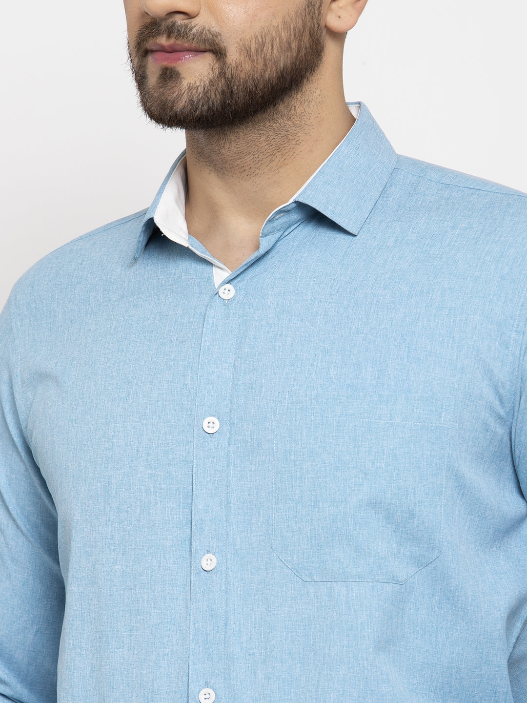 Jainish Pista Green Formal Shirt with white detailing ( SF 419Pista ) | Swadesiicart