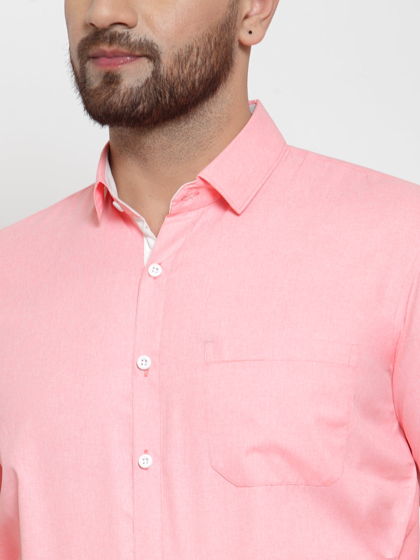 Jainish Red Formal Shirt with white detailing ( SF 419Red ) | Swadesiicart
