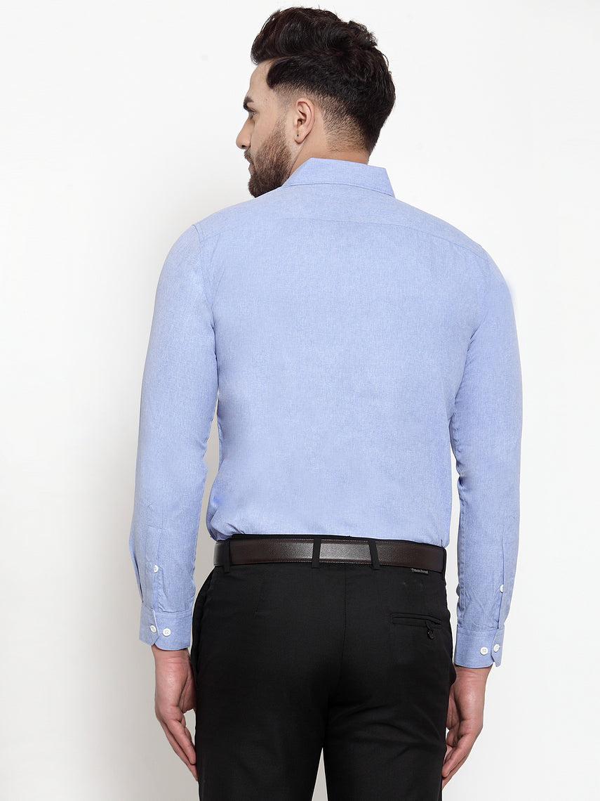 Jainish Sky Blue Formal Shirt with white detailing ( SF 419Sky ) | Swadesiicart