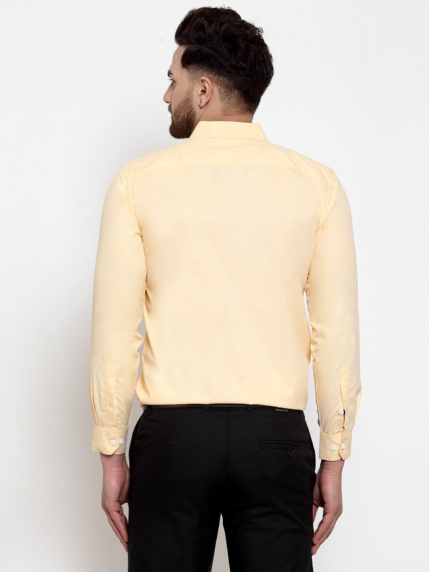 Jainish Yellow Formal Shirt with white detailing ( SF 419Yellow ) | Swadesiicart