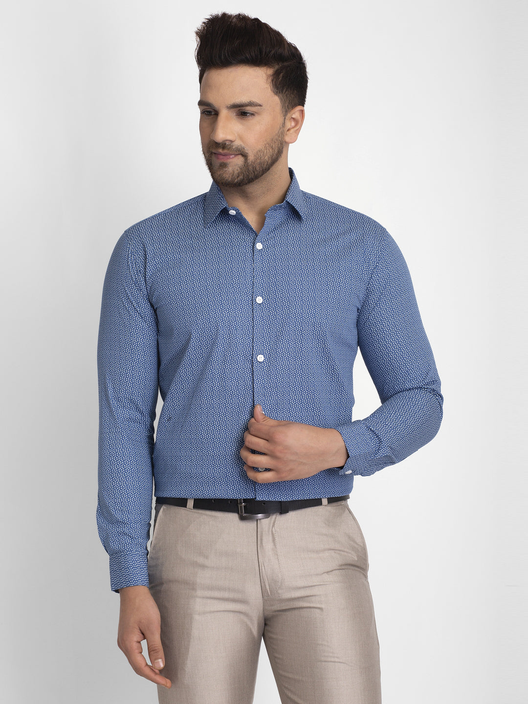 Jainish Blue Men's Cotton Printed Formal Shirts ( SF 428Blue ) | Swadesiicart