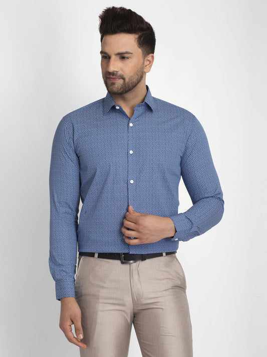 Jainish Blue Men's Cotton Printed Formal Shirts ( SF 428Blue ) | Swadesiicart