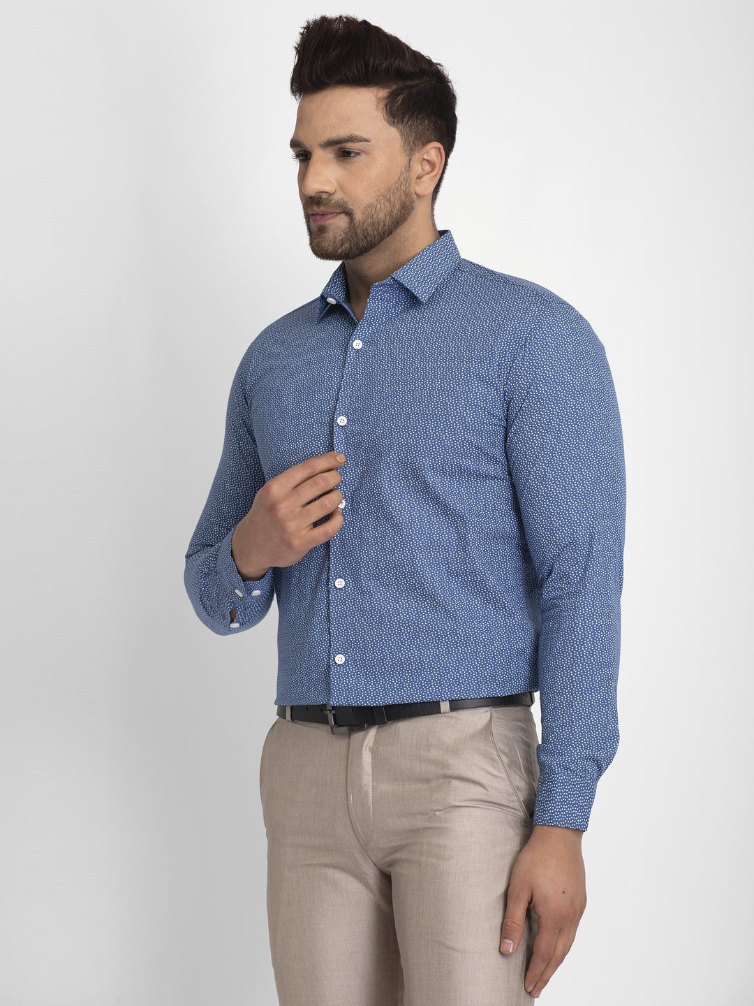 Jainish Blue Men's Cotton Printed Formal Shirts ( SF 428Blue ) | Swadesiicart