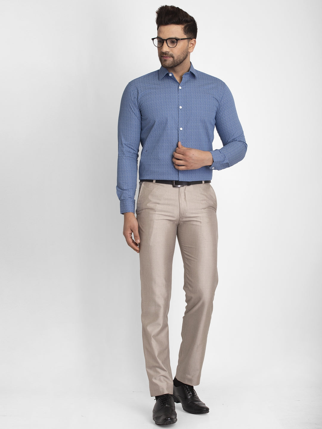 Jainish Blue Men's Cotton Printed Formal Shirts ( SF 428Blue ) | Swadesiicart