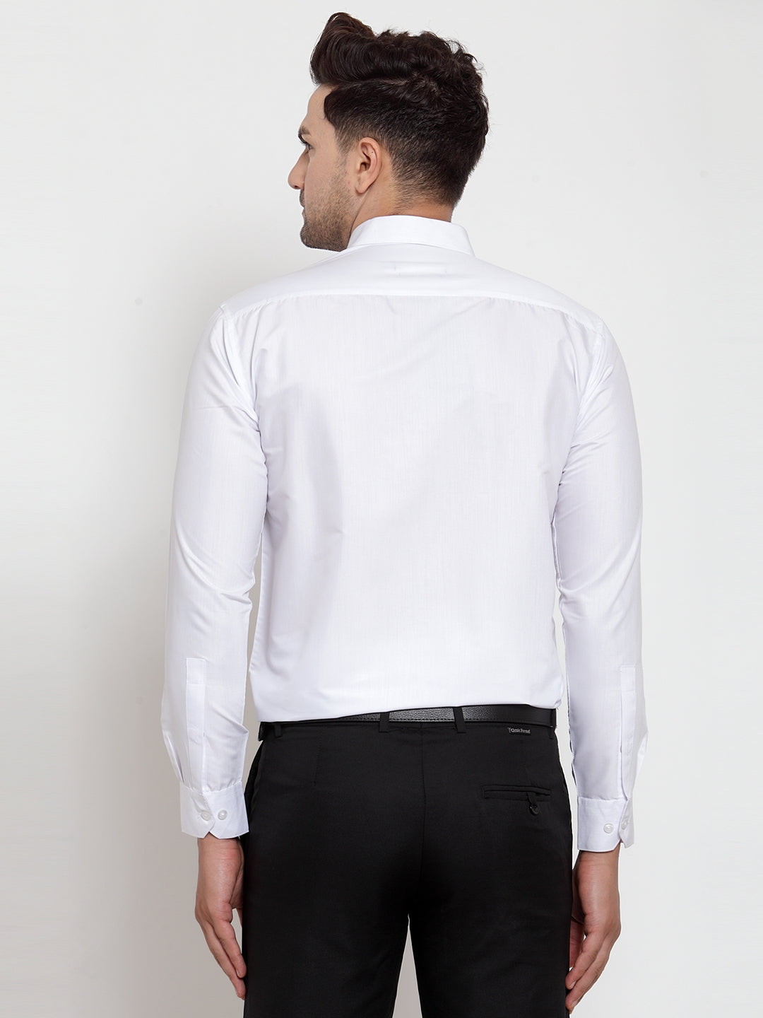 Jainish White Men's Cotton Solid Button Down Formal Shirts ( SF 713White ) | Swadesiicart