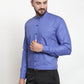 Jainish Blue Men's Cotton Solid Mandarin Collar Formal Shirts ( SF 726Royal-Blue ) | Swadesiicart