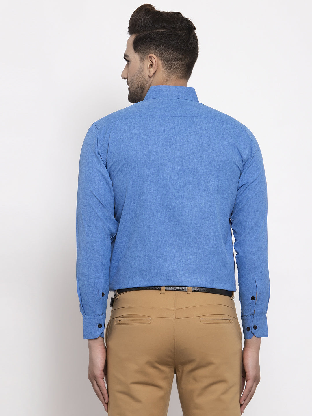 Jainish Blue Men's Cotton Solid Button Down Formal Shirts ( SF 734Blue ) | Swadesiicart