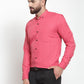 Jainish Red Men's Cotton Solid Button Down Formal Shirts ( SF 734Red ) | Swadesiicart