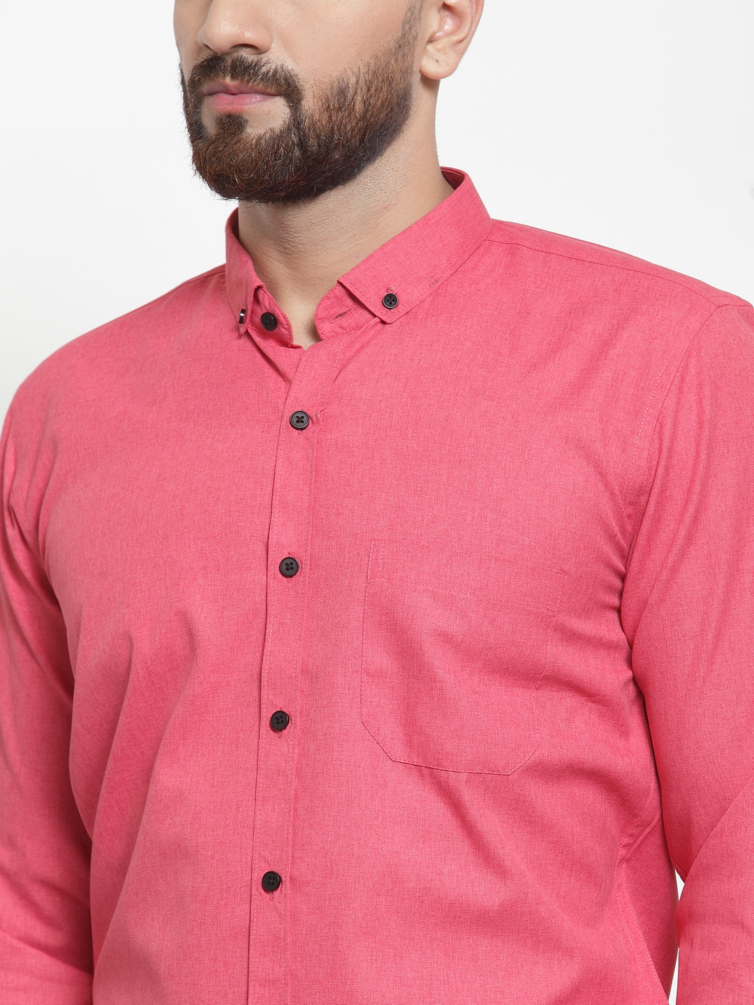 Jainish Red Men's Cotton Solid Button Down Formal Shirts ( SF 734Red ) | Swadesiicart