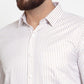 Jainish White Men's Cotton Stiped Formal Shirts ( SF 737White ) | Swadesiicart