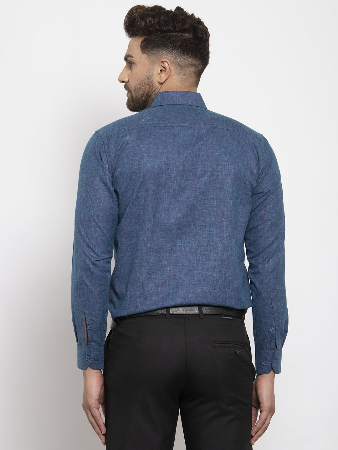 Jainish Blue Men's Cotton Solid Button Down Formal Shirts ( SF 753Teal ) | Swadesiicart