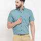 Jainish Green Men's Cotton Half Sleeves Solid Formal Shirts ( SF 754Aqua ) | Swadesiicart