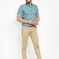 Jainish Green Men's Cotton Half Sleeves Solid Formal Shirts ( SF 754Aqua ) | Swadesiicart