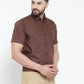 Jainish Brown Men's Cotton Half Sleeves Solid Formal Shirts ( SF 754Coffee ) | Swadesiicart