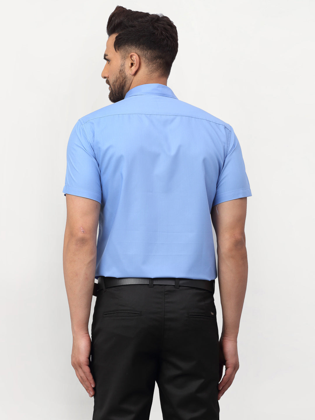 Jainish Blue Men's Cotton Half Sleeves Solid Formal Shirts ( SF 754Light-Blue ) | Swadesiicart