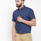 Jainish Blue Men's Cotton Half Sleeves Solid Formal Shirts ( SF 754Peacock ) | Swadesiicart