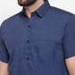 Jainish Blue Men's Cotton Half Sleeves Solid Formal Shirts ( SF 754Peacock ) | Swadesiicart