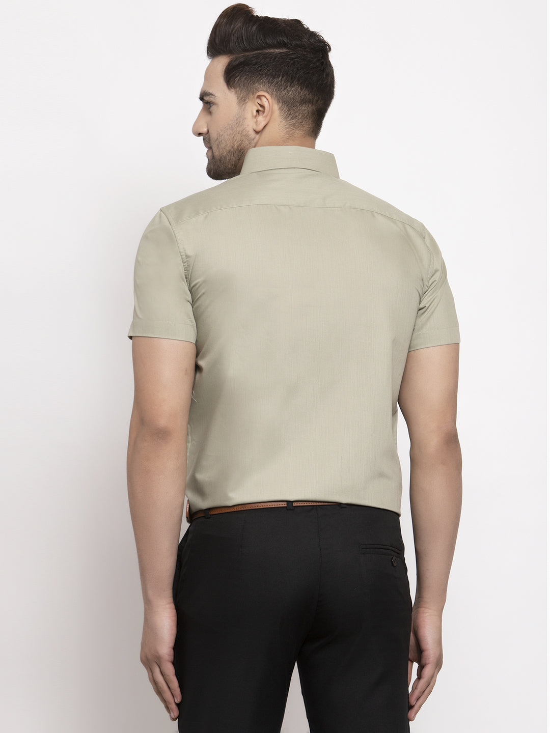 Jainish Green Men's Cotton Half Sleeves Solid Formal Shirts ( SF 754Pista ) | Swadesiicart